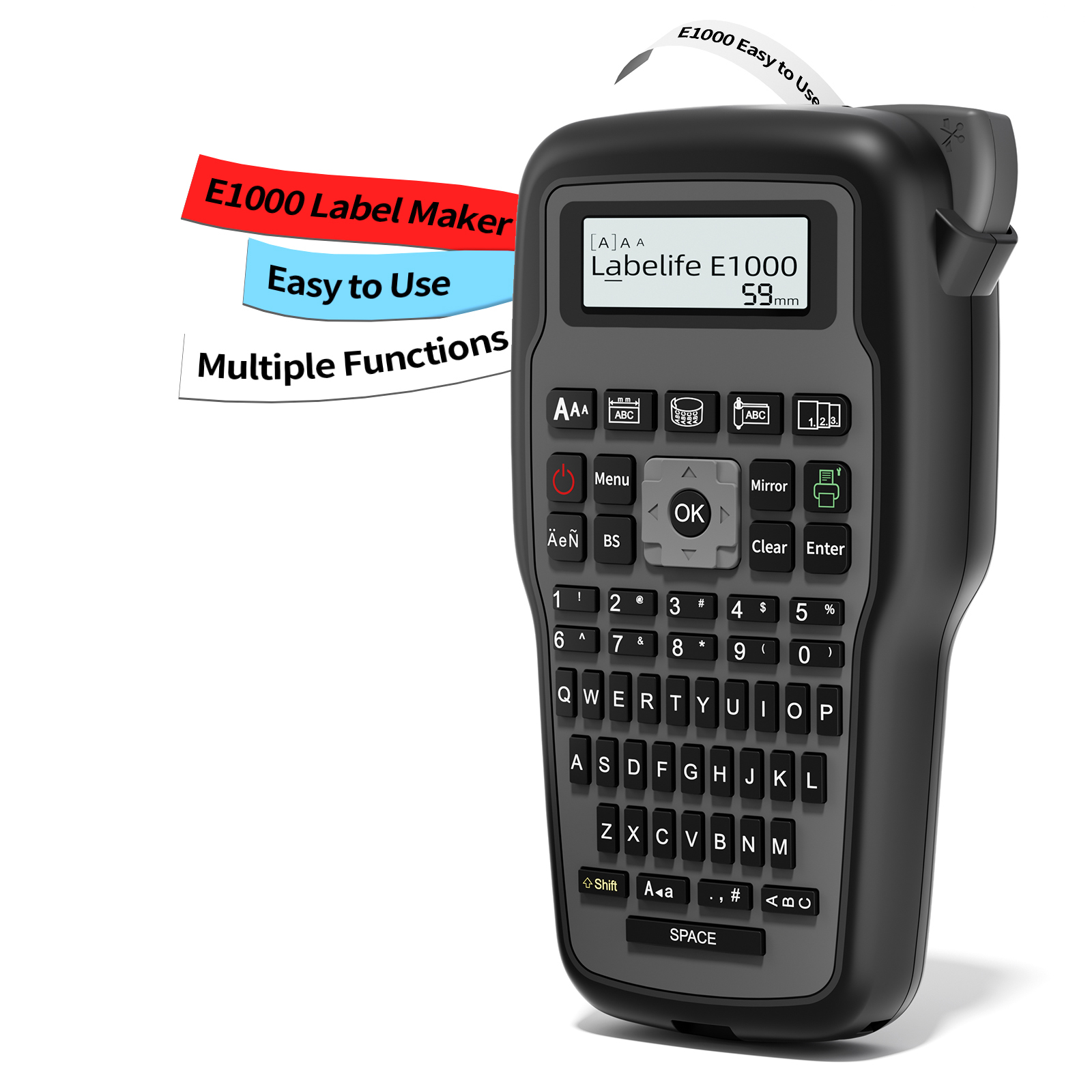 Label Maker - E1000 Pro 工業用ラベルプリンター（テープ付）- 電気工事士やネットワーク技術者向けの携帯型ラベルプリンター