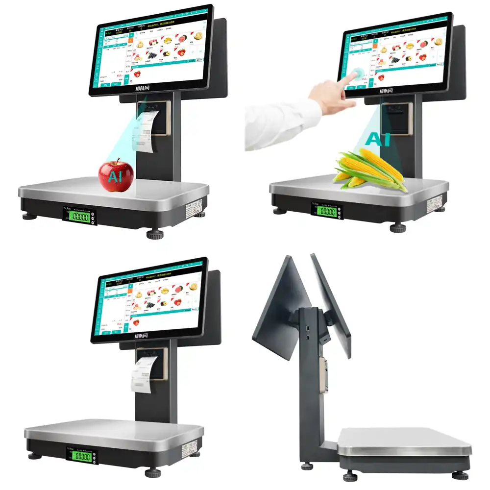 Label Printer - スマートラベル印刷POS AI重量計、デュアルスクリーンと内蔵プリンター搭載、WindowsベースPOSシステム対応