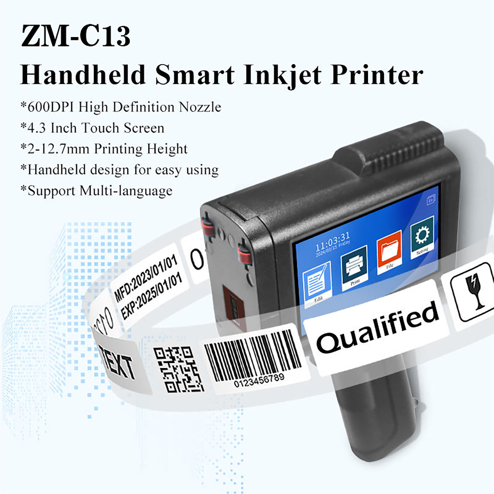 ZM-C13 12.7mm ポータブル小型インクジェットプリ - Barcode Printer のレビューと価格