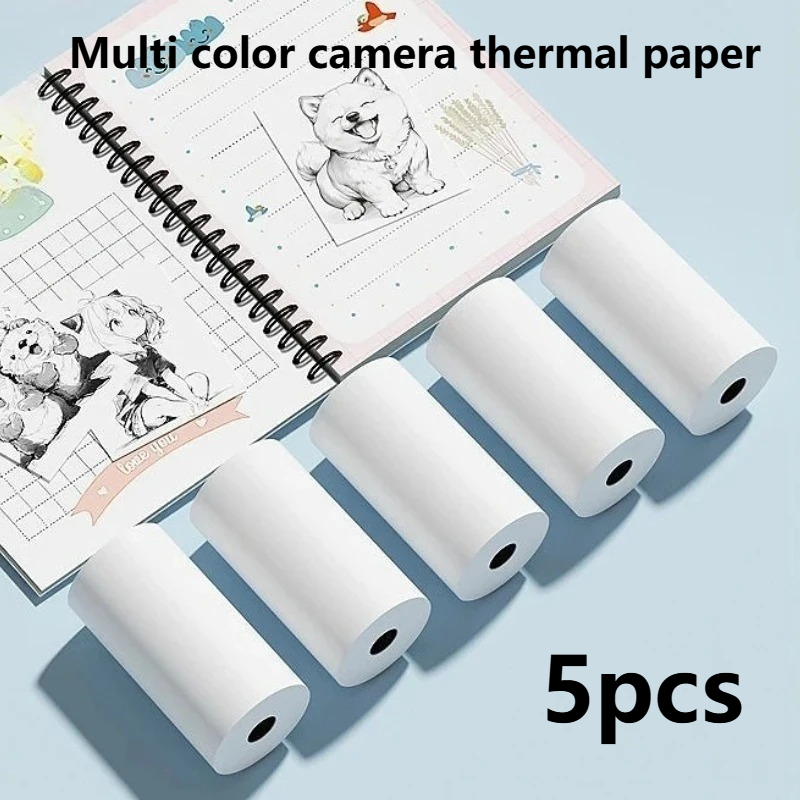 5 ロール熱粘着ステッカー写真用紙プリンター用品カラーと白黒 - Thermal Printer のレビューと価格